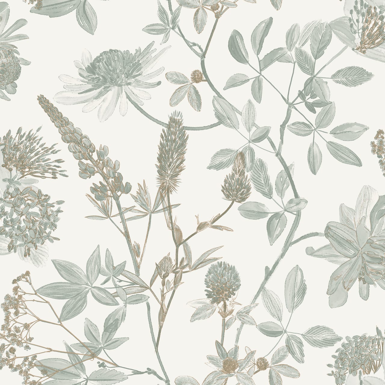 Designs Direct Botanical Blueprint Painterly Branches Wallpaper